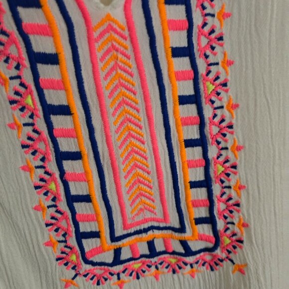 Lilly Pulitzer Dahle Embroidered Tunic Top White Neon Size L - Picture 4 of 7